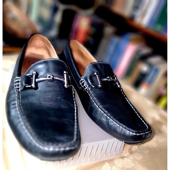 Men's 1901 Black Leather Bit Driving Shoes Loafers Casual Slip-on 10M - Picture 7 of 15